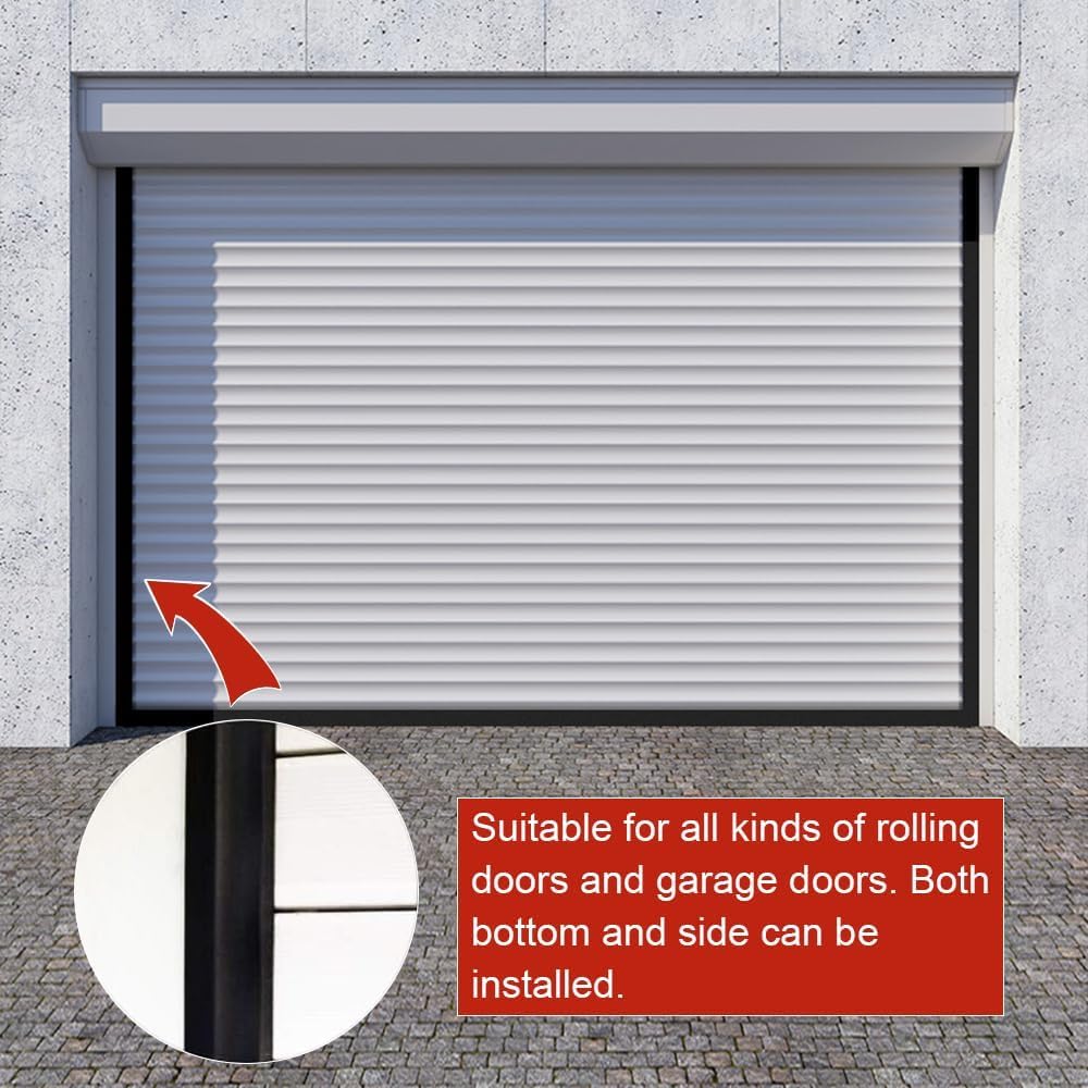 DGSL Universal Garage Door Seal, Garage Door Rubber Seal Strip Replacement, Weatherproofing Garage Door Weather Stripping with Nails (20 Feet)