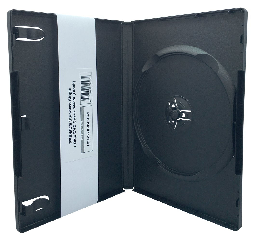 (10) CheckOutStore Premium Standard Single 1-Disc DVD Cases 14mm (Black)