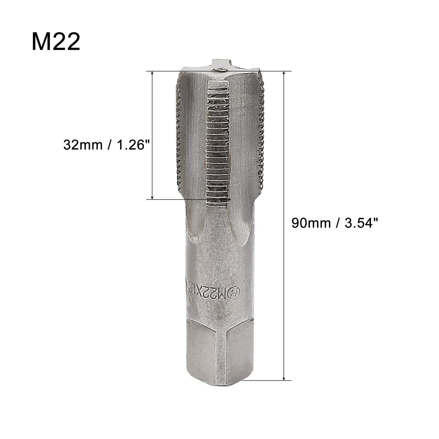 uxcell Metric Hand Tap M22 Thread 1.5 Pitch 4 Straight Flutes H2 Alloy Tool Steel Bottom & Taper Screw Tap Set Tapping Tools for Repairing 1 Pair