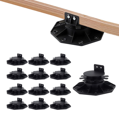 ASDJAKZP 12Pack Deck Support Pedestals, Height Adjustable Deck Foundation Base Support, Durable Tuff Blocks Deck Foundation for Floating Deck Platform Deck Floor, Raising from 1-3/16" to 2-3/8", Black