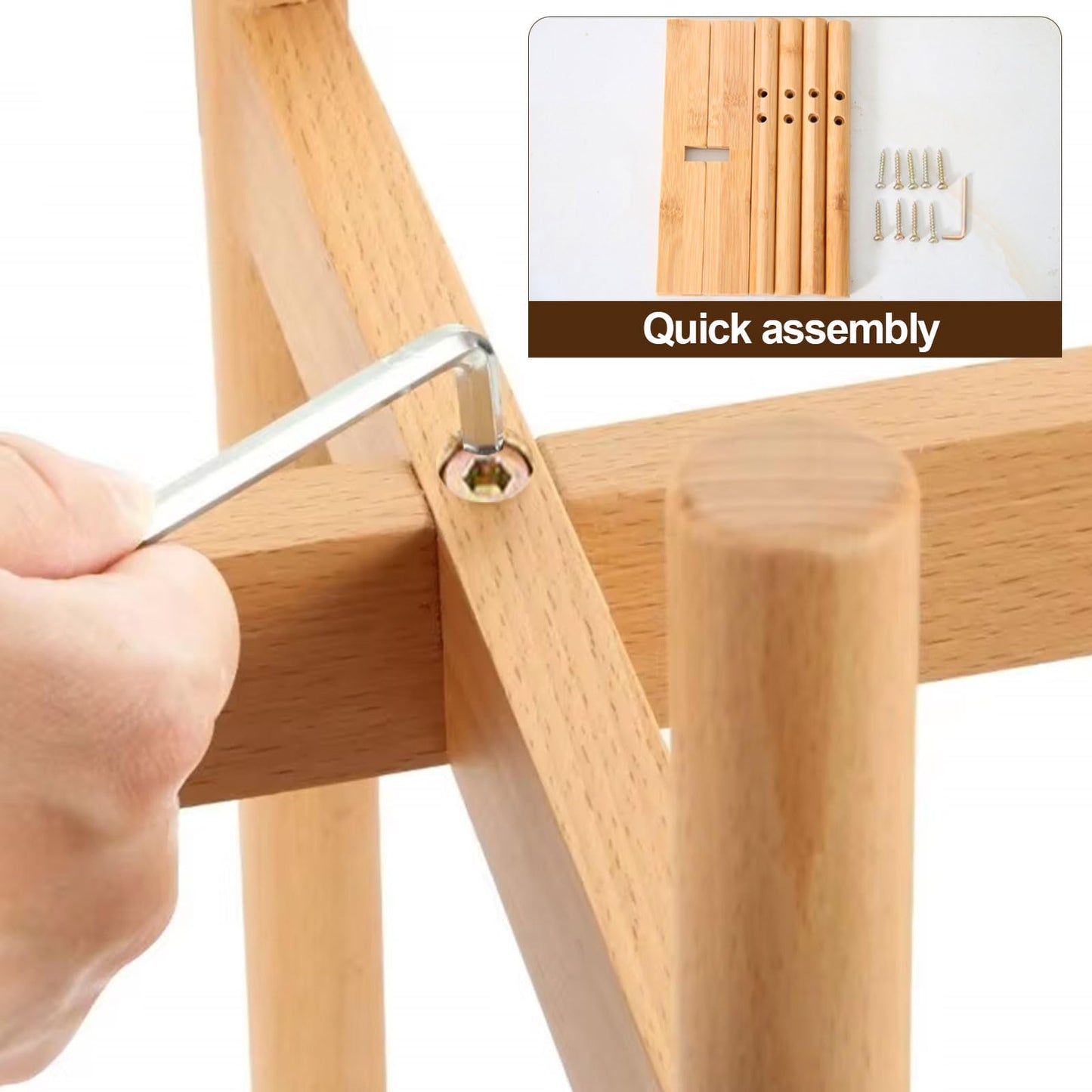 Sturdy Cross Plant Stands - Natural Finish, Oversized 12.59" Base, Adjustable 3.54"-7.48" Height, Flip Design, Reinforced Bamboo Braces Stand for Orchid, Potted Plants