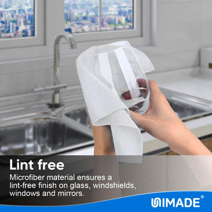 UNIMADE Shop Towel Rags, 50 Pack Reusable Shop Rags Bulk Microfiber Cleaning Cloth Lint Free Cleaning Towels for Car Kitchen Automotive Bar Mechanic Restaurant Garage, 11.5"x 11.5", White