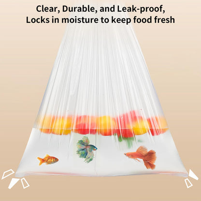 12" x 16" Clear Plastic Produce Bag on a Roll, Food Storage Bag for Vegetables, Bread, Fruits and Meat, Easy To Tear, Continuous - 350 Bags/Roll - [2 Rolls]