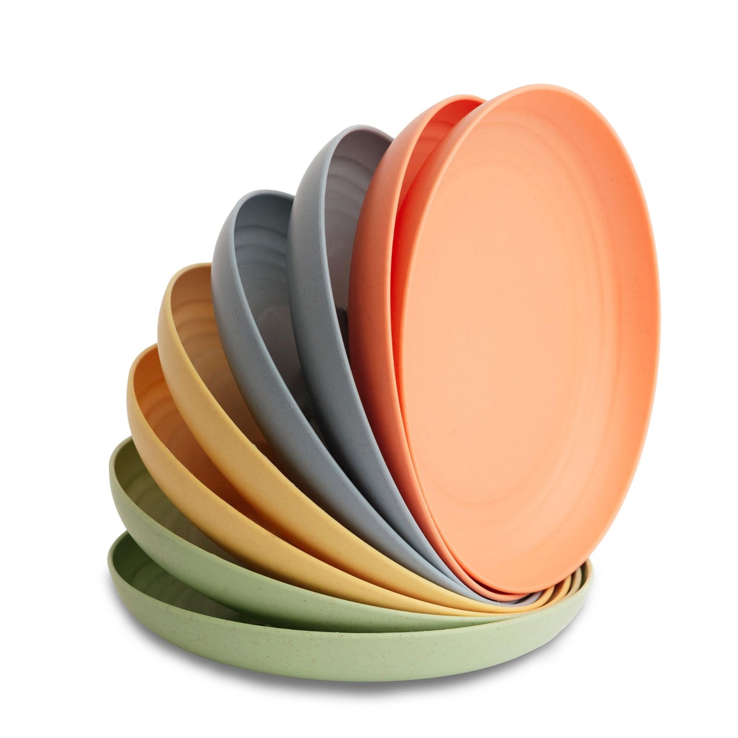 Nook Theory Reusable Wheat Straw Plates 8 Pcs - Non Toxic Kids and Toddler Plate, Microwavable, Dishwasher Safe and Unbreakable Dinnerware (Meadow 9")