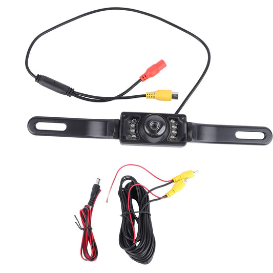 Car Backup Camera, Long License Plate Frame Camera, HD Night Vision 8 Lights Reverse Infrared Waterproof Vehicle Mounted Rearview Camera for Universal Cars