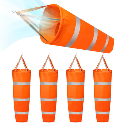 ZOOFOX 4 Pack 40 Inch Windsock, Heavy Duty Printed Wind Direction Measurement Sock Bag, Rip-Stop Orange Windsocks with Reflective Belt for Outdoors Airport Farm and Park