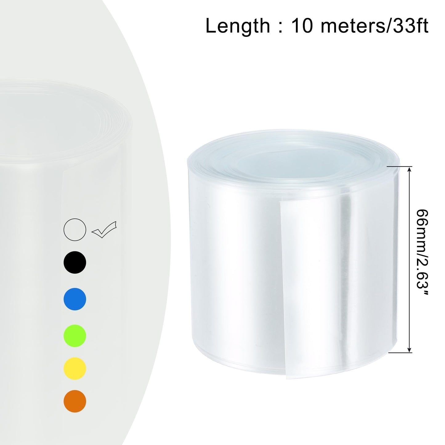 MECCANIXITY Battery Wrap PVC Heat Shrink Tubing 42mm Dia 66mm Flat 33 Feet(10meters) Clear Good Insulation for Battery Pack