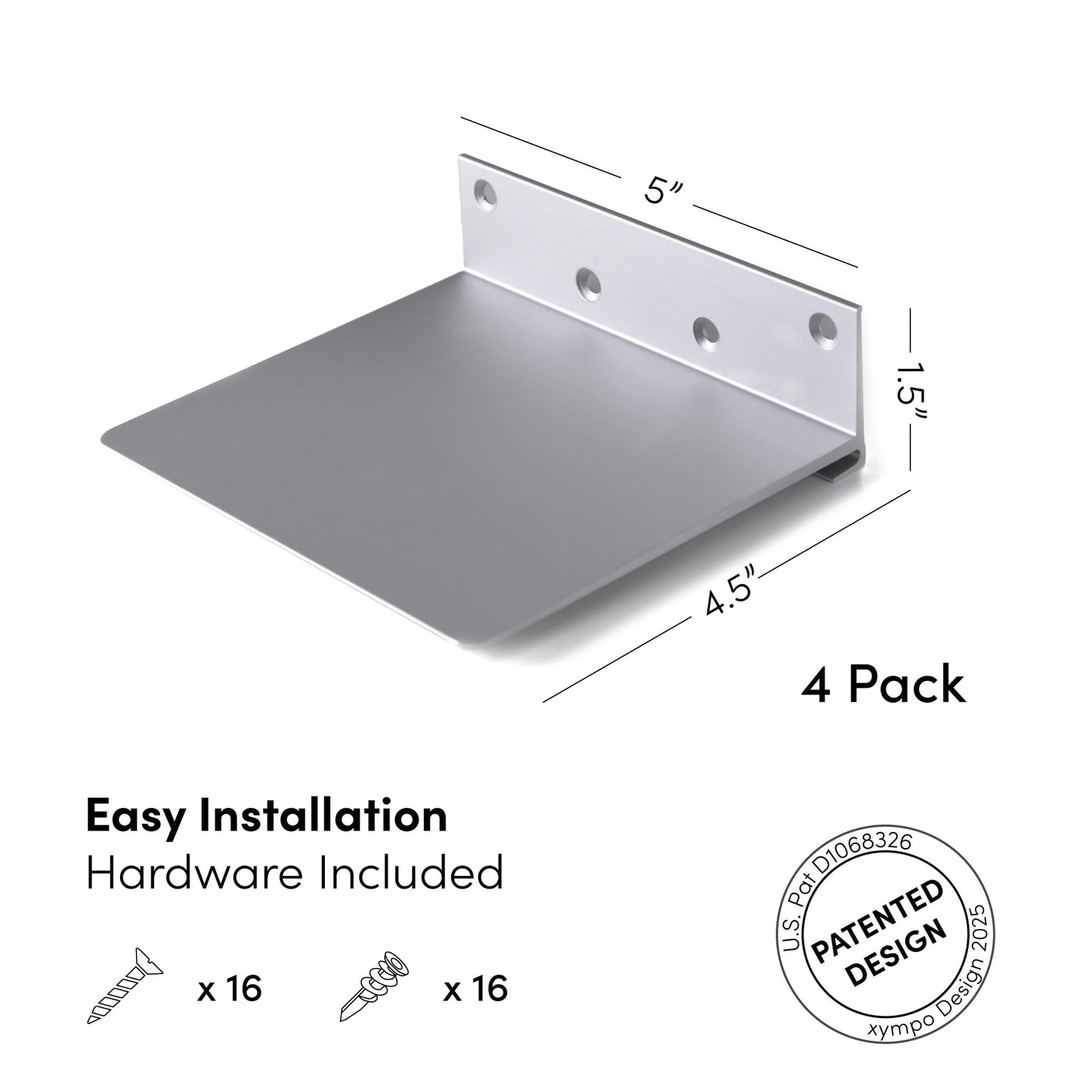 xympo Floating Invisible Bookshelf Wall Mounted (Set of 4) - Aluminum - Turn Books into Floating Shelves