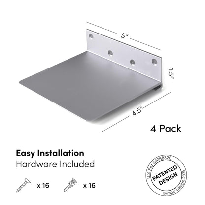xympo Floating Invisible Bookshelf Wall Mounted (Set of 4) - Aluminum - Turn Books into Floating Shelves