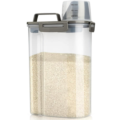 Viretec Rice Storage Container, 3 to 5Lbs Dry Food Airtight Container, Pet Dog Cat Food Canister, BPA Free Clear Plastic Kitchen and Pantry Organization Bin for Oatmeal, Grain, Cereal, Pasta, Flour