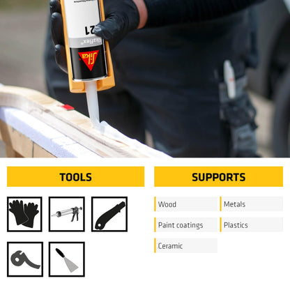 SIKA - Multi-Purpose sealant and Adhesive - Sikaflex-221 - White - Ideal for RV and Motorhome Repair - Permanent - Weather Resistant - Paintable - 300 mL