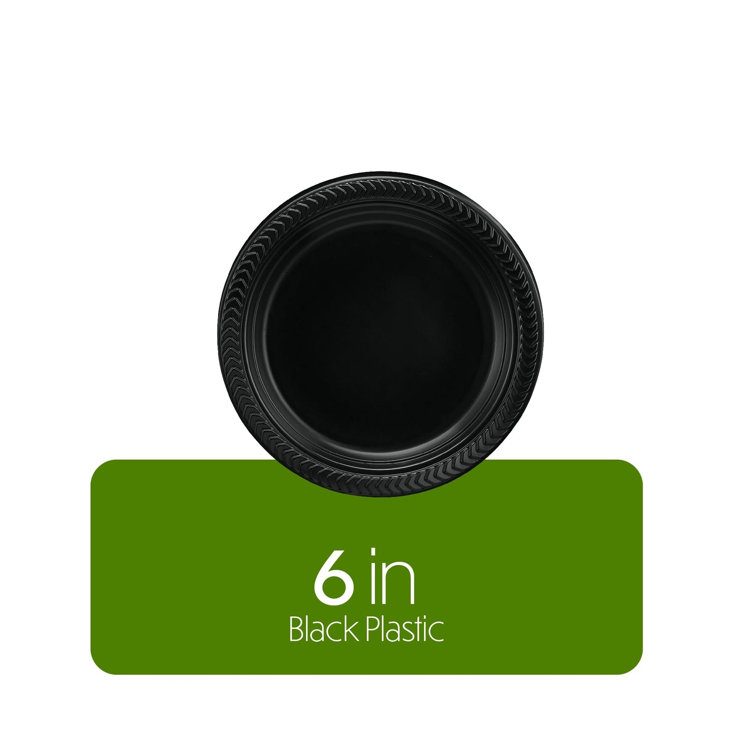 PLASTICPRO 200 PCS Black Plastic Plates Light Weight 6 Inch Plastic Dessert Plates Black Plates Disposable for Party and Wedding