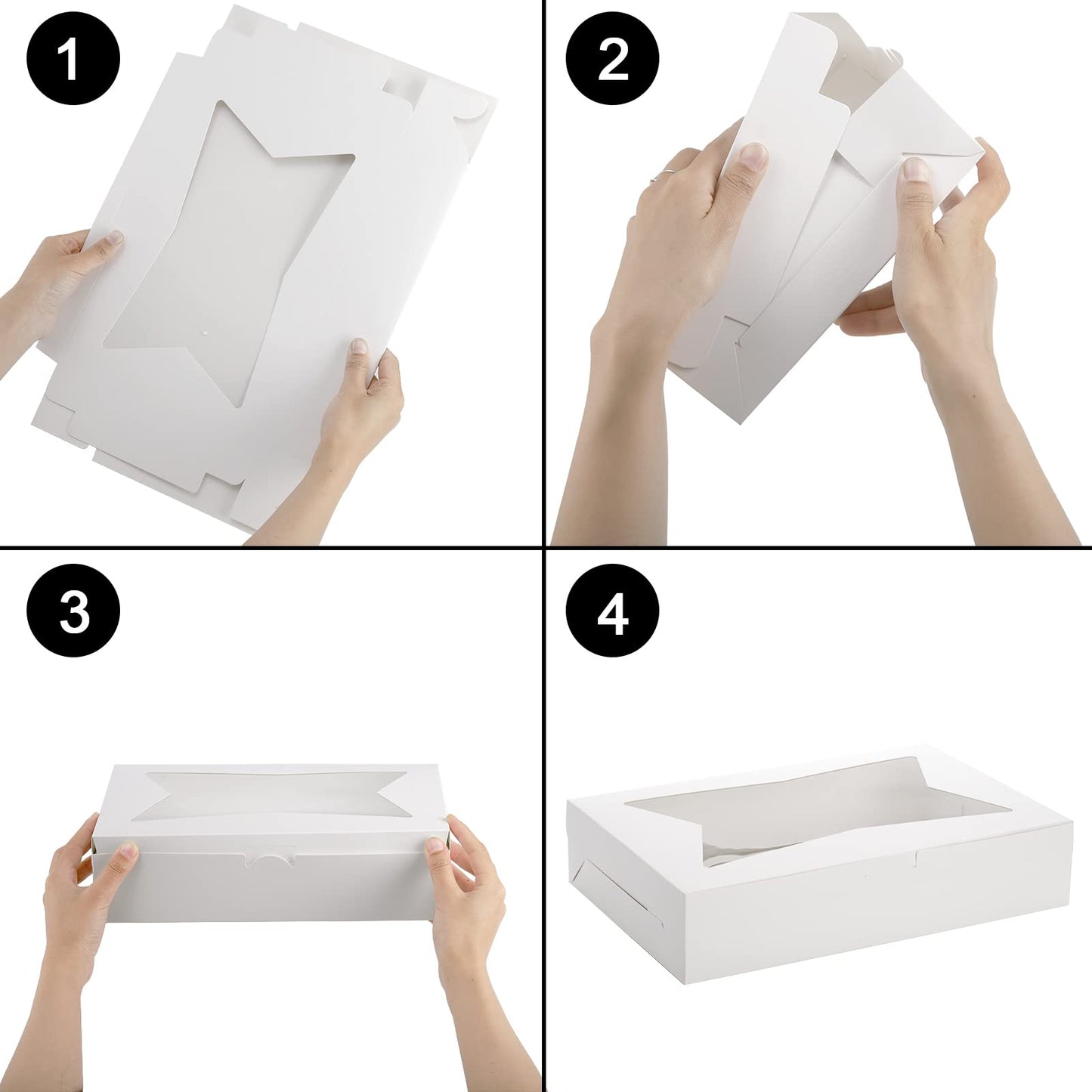 ZEAYEA 36 Pcs White Bakery Boxes with Window, 12" x 8" x 2.5", Easy to Assemble, Clear Window for Cake, Donuts, Cookies, Muffins, Perfect for Gifting, Wedding, Birthday Party
