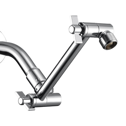 Shower Head Extension Arm, 6 Inch Adjustable Shower Arm Extender for Handheld/Fixed/Rain Shower Head, All Metal Showerhead Arm with G1/2 Universal Connector, Easy Installation, Chrome