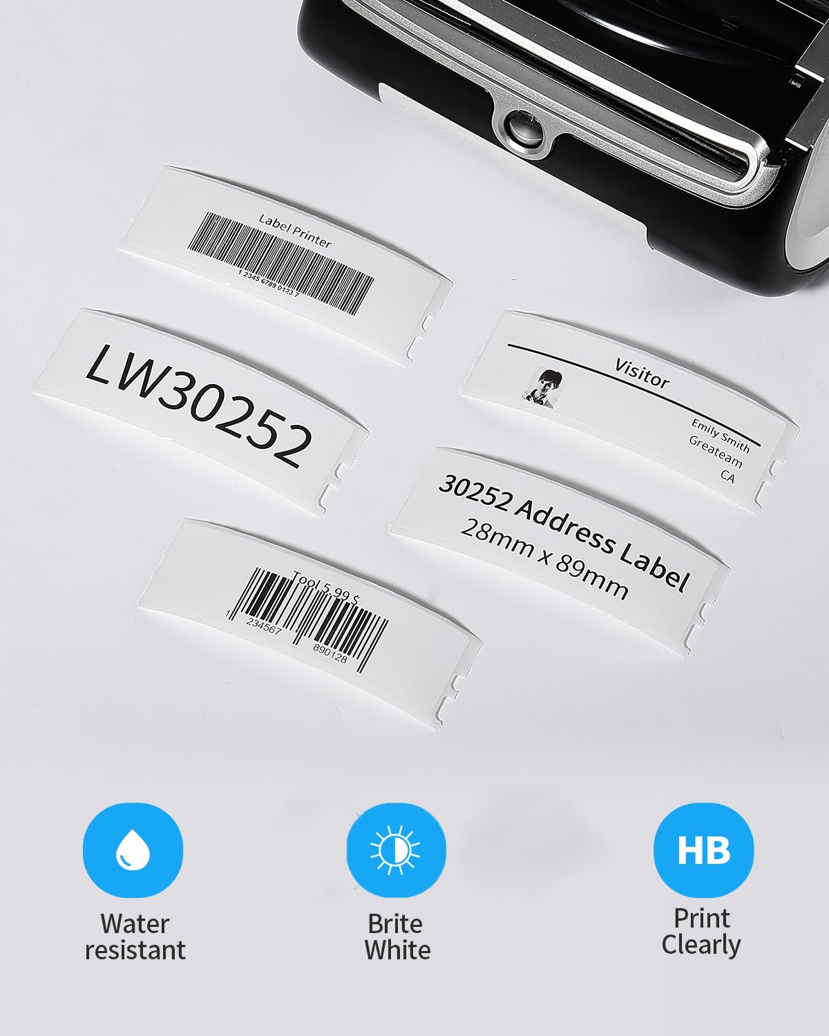 10 Rolls LW 30252 Mailing Address Labels 1-1/8" x 3-1/2" (28 x 89mm) Compatible with Dymo 30252 Address Labels Compatible for Dymo LabelWriter 450, 4XL, 450 Turbo, 10 Rolls of 350 (3500 Total)