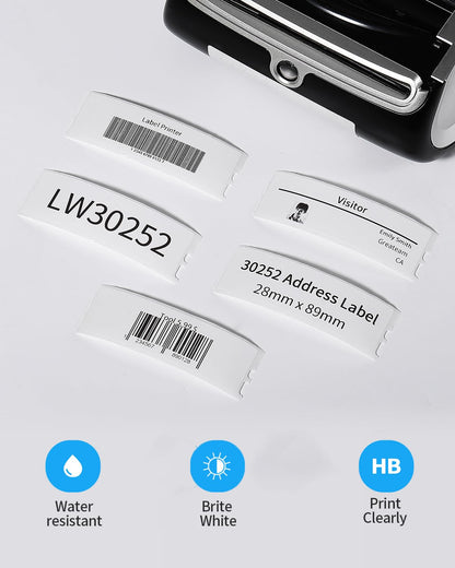 10 Rolls LW 30252 Mailing Address Labels 1-1/8" x 3-1/2" (28 x 89mm) Compatible with Dymo 30252 Address Labels Compatible for Dymo LabelWriter 450, 4XL, 450 Turbo, 10 Rolls of 350 (3500 Total)