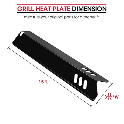 Unicook 4 Pack BBQ Burner Covers Replacement Parts, Heavy Duty Porcelain BBQ Heat Shields, Grill Heat Shield for Outdoor Grill, 15 x 3 13/16 Inch