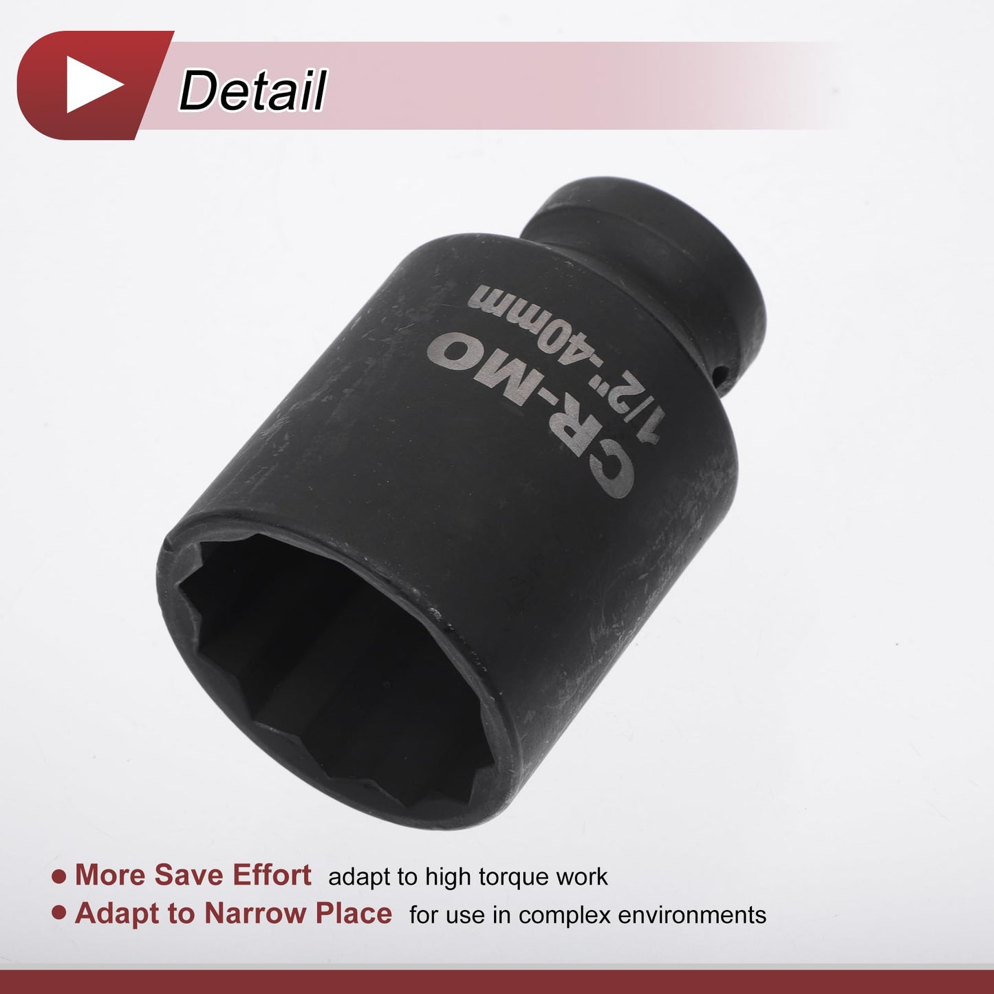 HEROFFIX 1 Pcs Impact Socket Durable Hardware Tool 78mm Black High Carbon Steel 12 Point 40mm for Car Motorcycle Dirtbike Repair 1/2 Inch Drive