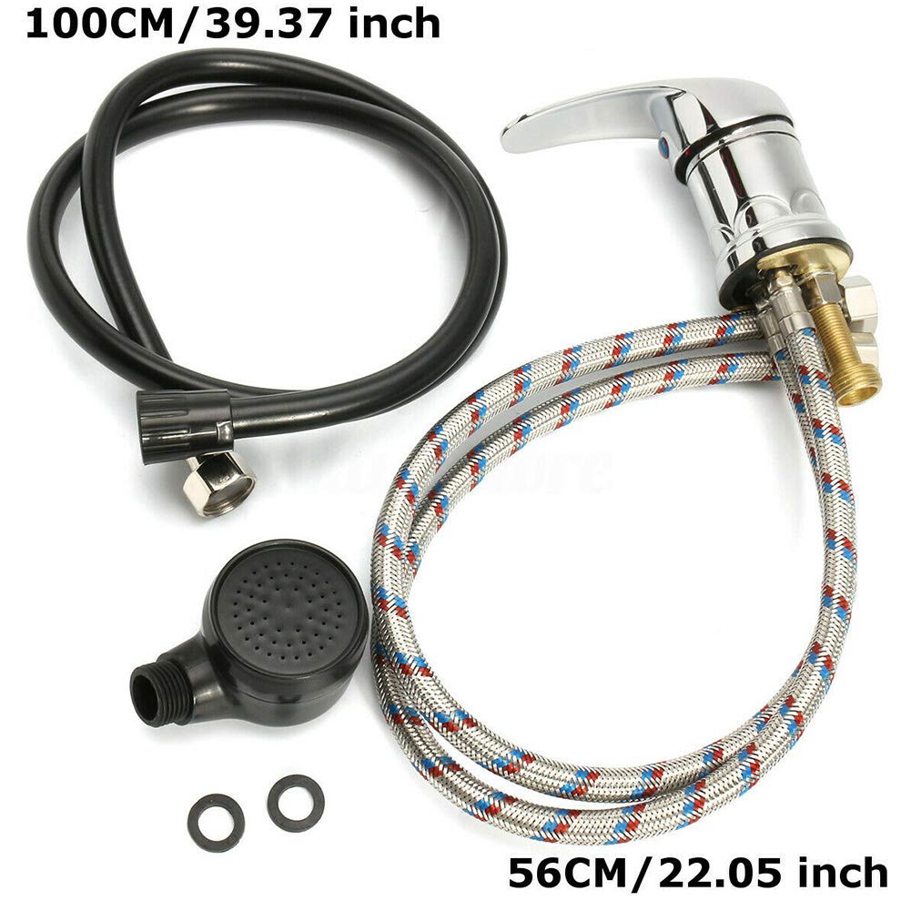Tookie Water Faucet Set, Zinc Alloy Salon Shampoo Bowl Faucet and Sprayer Kit with Spray Hose, Home Durable Salon Spa Hot Cold Mixer Shower Shampoo Bowl Replacement Part Set