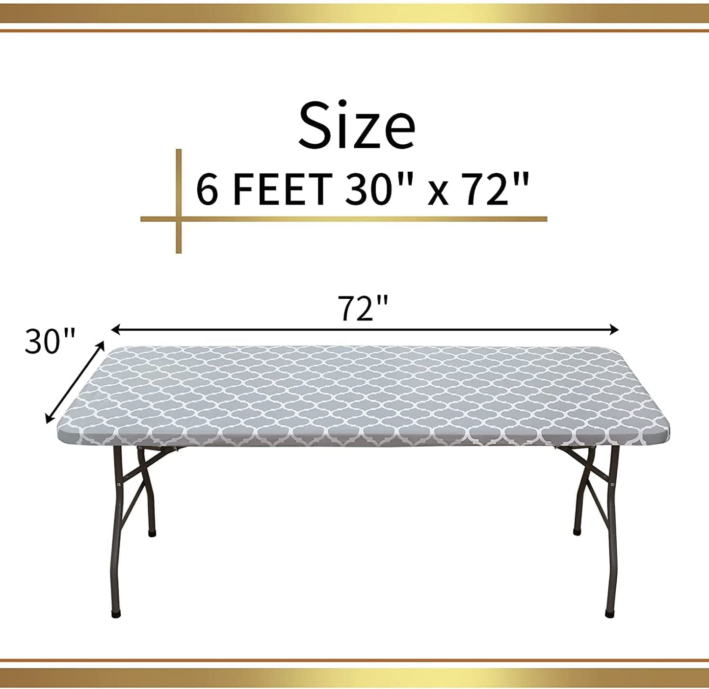 Alynsehom Rectangular Elastic Table Cloth Fitted Vinyl Tablecloth with Flannel Backing Waterproof Wipeable Moroccan Table Cover for Indoor Outdoor Picnic Camping(6 FT)