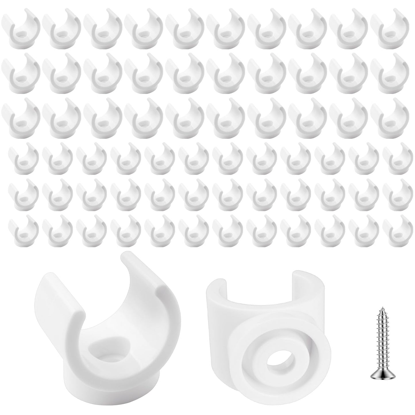 Supkiir 100Pcs PEX Pipe Clips, 16mm and 20mm U-Hook Pipe Clamps, Water Tube Support Hangers, Plastic Pipes Holder Bracket Support Tools Tubing Hoses Bracket Socket for Water Gas Pipes