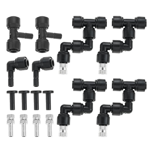 DRELD 16Pcs 1/4'' Reptile Mister Nozzles, 360° Adjustable Mist Cooling System Nozzles, Reptile Fogger Fine Misting Nozzles for Reptile Terrarium Tank, Full Water Coverage, Garden Patio Greenhouse