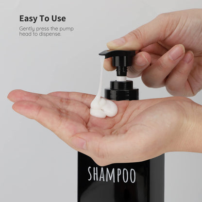 Segbeauty Square Soap Dispenser Black, 3pcs 500ml Refillable Shampoo and Conditioner Bottles, 16.9oz Empty Reusable Plastic Pump Bottle Bathroom Shower Dispenser Set for Body Wash Liquid Lotion