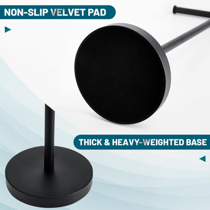 Toilet Paper Holder Stand, Toilet Paper Holder Free Standing with Stable Weighted Base, Water Proof & Rustproof Toilet Paper Stand Black, Large Capacity Free Standing Toilet Paper Roll Holder