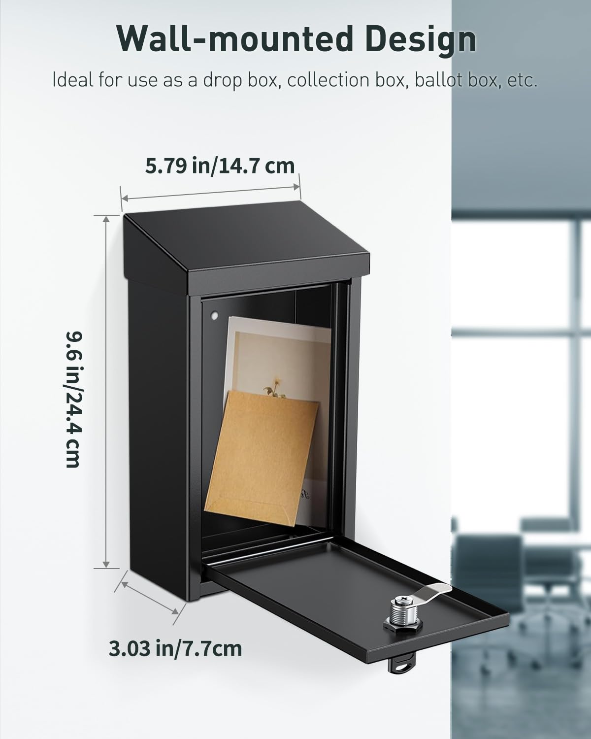 Uniclife Key Drop Box for Outside, Metal Donation Box Collection Boxes with Key Lock, Safe Suggestion Boxes, Wall Mounted Mailbox with Top Slot, Steel Cash Drop Boxes for Home Office and Business
