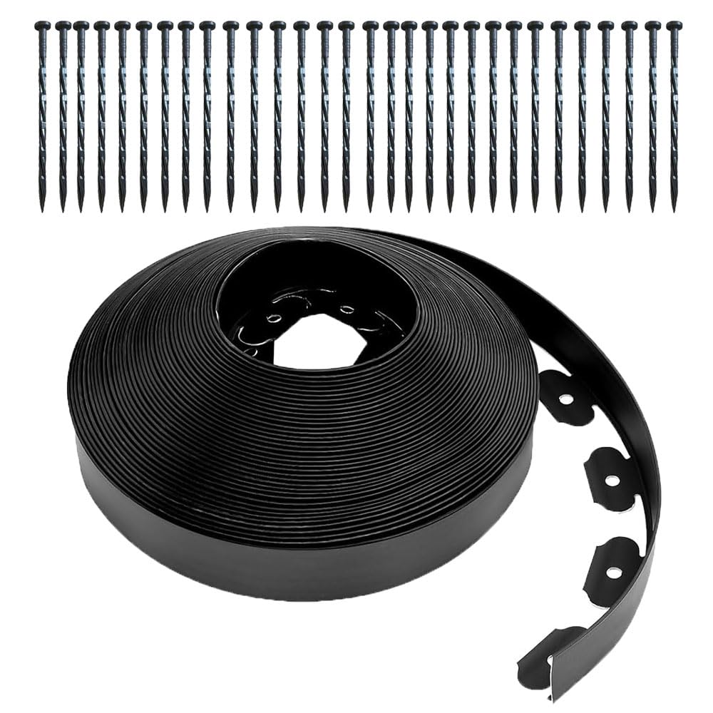 33ft Landscape Edging No Dig Garden with 30 Spikes Border for Landscaping Lawn Flower Beds Grass Yard No-Dig Flexible Borders Kit Plastic Fence Flowerbeds Yard (2inch 33ft)