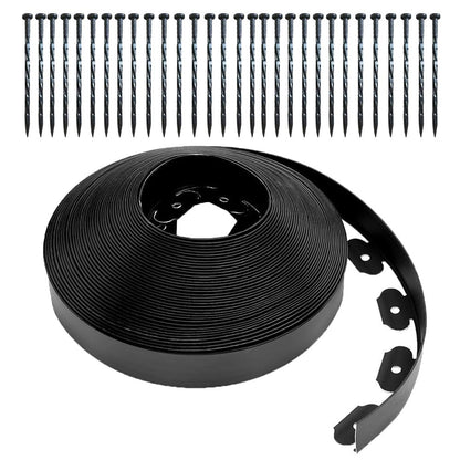 33ft Landscape Edging No Dig Garden with 30 Spikes Border for Landscaping Lawn Flower Beds Grass Yard No-Dig Flexible Borders Kit Plastic Fence Flowerbeds Yard (2inch 33ft)