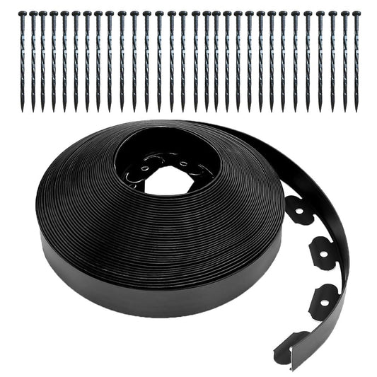 33ft Landscape Edging No Dig Garden with 30 Spikes Border for Landscaping Lawn Flower Beds Grass Yard No-Dig Flexible Borders Kit Plastic Fence Flowerbeds Yard (2inch 33ft)