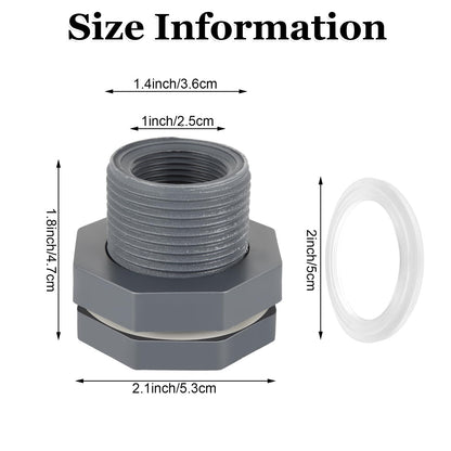 YOUNTHYE 10PCS Bulkhead Fitting 3/4 inch Double Threaded Bulkhead Water Tank Connector PVC Bulkhead Fitting Threaded Thru-Bulk Pipe Fittings for Rain Barrels, Aquariums, Ponds, Water Tanks