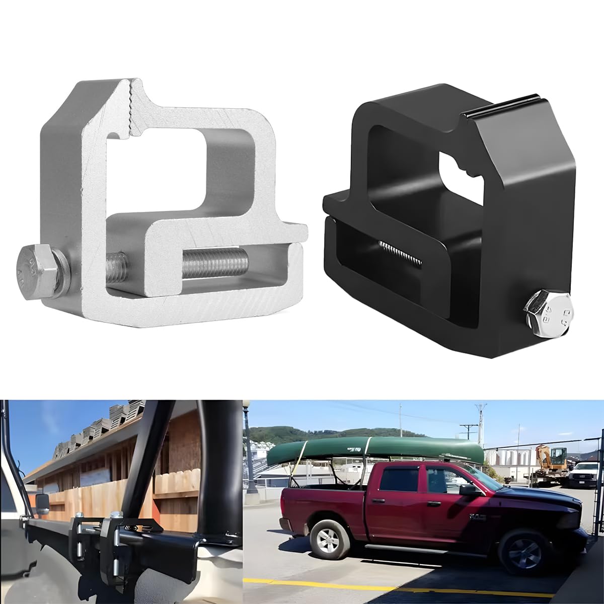 XINLIYA Truck Topper Clamps, 4PCS Aluminum Cap Shells Mounting Clamps for Camper Bed Rack ＆ Canopy Bracket, Heavy Duty Automotive Accessories, Universal for Pick Up, RV, Trailer (Silver)