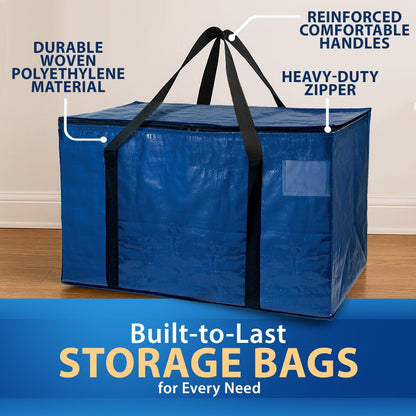 ClearSpace Heavy Duty Moving Bags or Storage Bag – Large Moving Boxes with Backpack Straps, Zippers & Handles – Perfect for College Dorm, Traveling, Camping, Christmas Decorations, 2 Pack