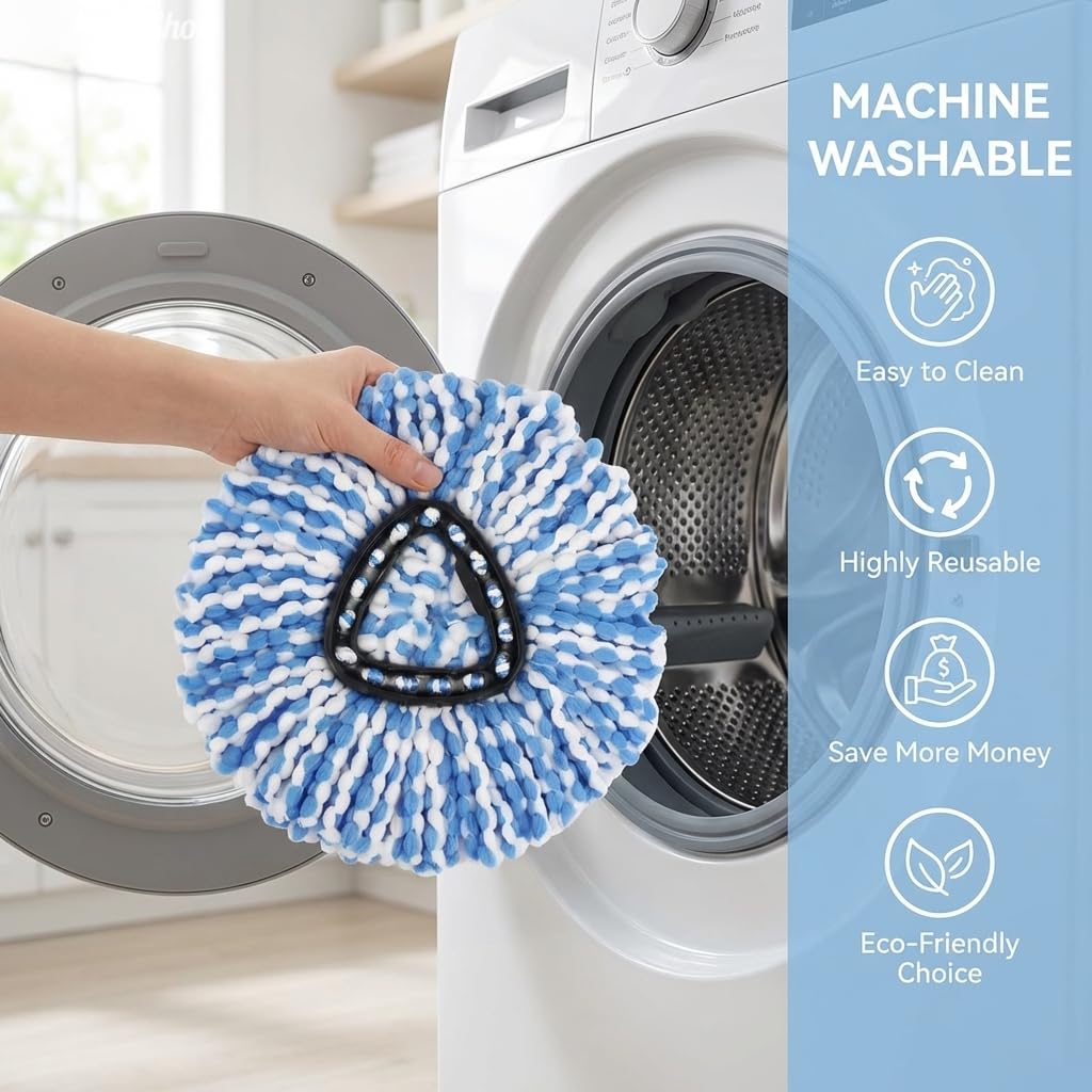 Bibikulala 12 Pack Spin Mop Head Refill for Vileda Mop Heads, Mop Head Replacement for 2 Tank System