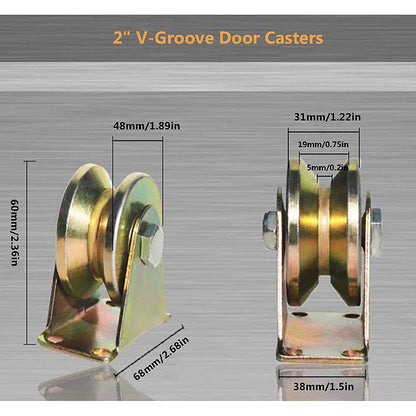 Lyplus 2" V Groove Wheel Heavy Duty Rigid Caster with Bracket for Inverted Track, Sliding Gate, Rolling Gate, Industrial Machines, Wire Rope Rail, Loading Capacity 660 lbs - 4 Pack
