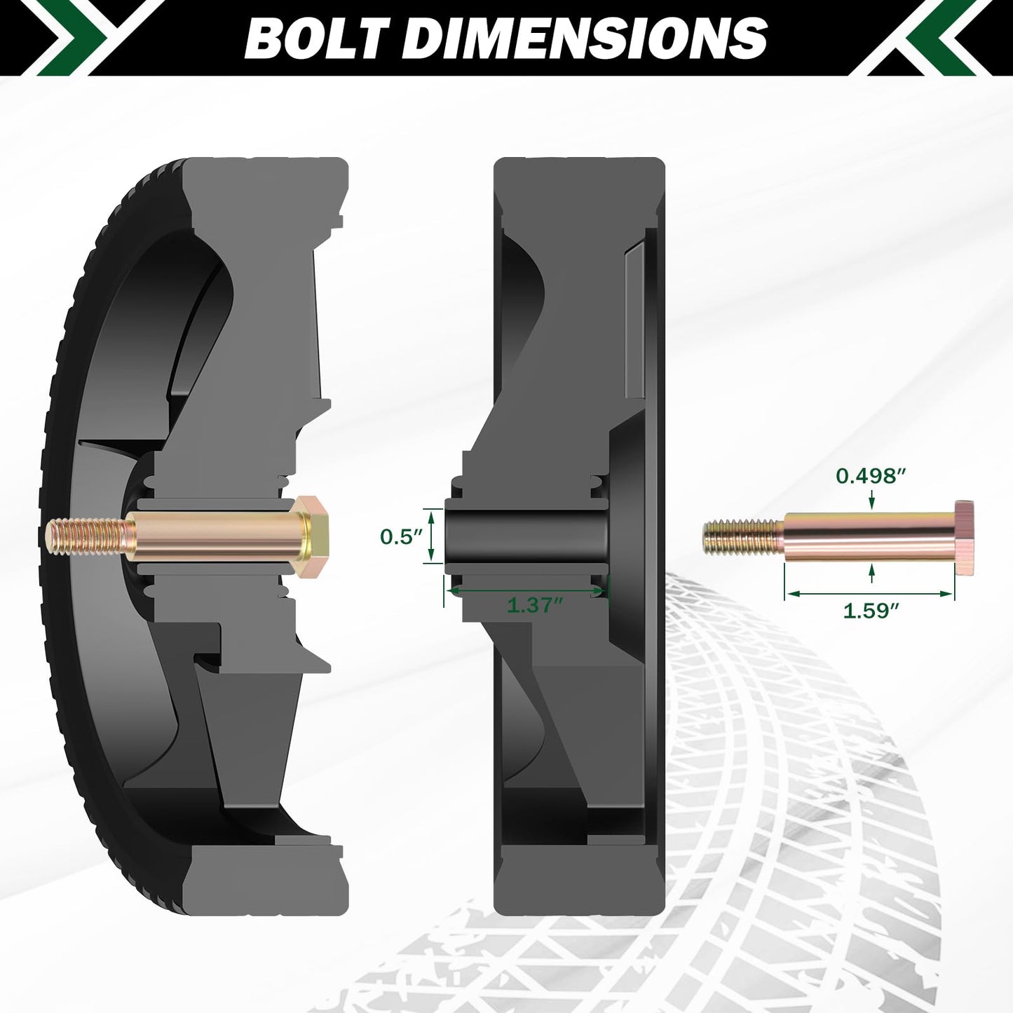 CheeMuii 8 Inch Lawn Mower Wheels 2 Pack 8" Push Lawn Mower Wheels with Bolts and Lock Nuts Kit Fit for Most Standard push Lawn Mowers/Generator/Garden Tiller/Handtruck