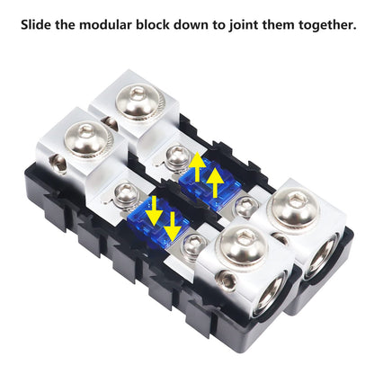 RECOIL MFHA-2 2 Packs Fuseholder 0/2/4 Gauge Modular Inline ANL & Mini-ANL Fuse Holders with Jumper Bars to Create Distribution Block Fuse and Negative Combo Blocks