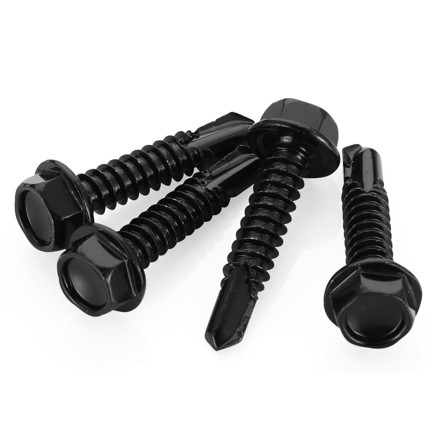 #14 x 1 Hex Washer Head Self Drilling Screws Black Oxidized, 410 Stainless Steel, 50 PCS