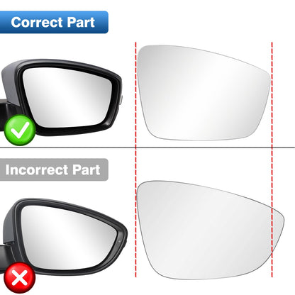 TOP-MAX VW Passenger Right Side Mirror Glass for 2011-2018 Volkswagen Jetta, 2012-2016 VW Beetle, 2012-2015 Volkswagen Passat, Convex Heated Mirror Glass Replacement with Backplate & Holder