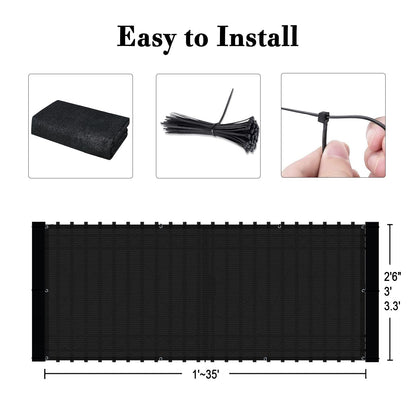 SUNLAX 3'x10' Black Balcony Privacy Screen Fence Windscreen Cover Fabric Shade Mesh Cloth with Grommets UV Protection for Patio, Backyard, Porch, Railing Shield 90%