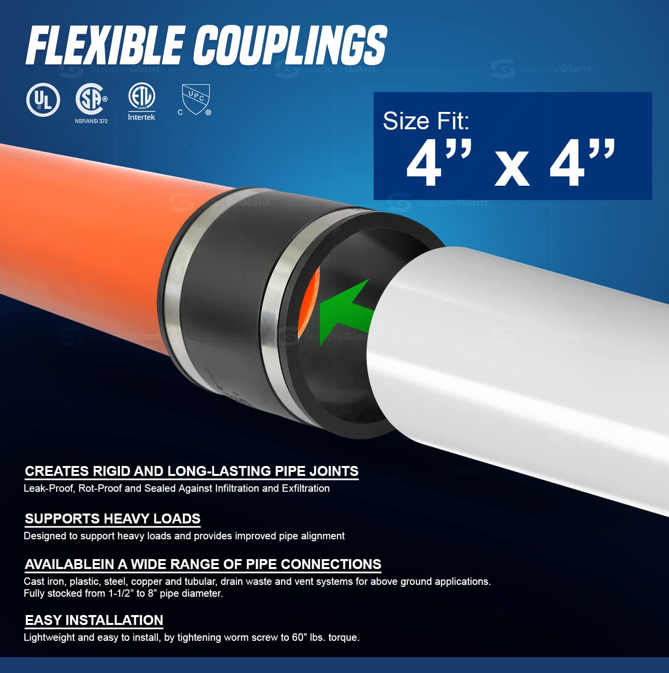 Everflow 4827 Coupling, 4", Black