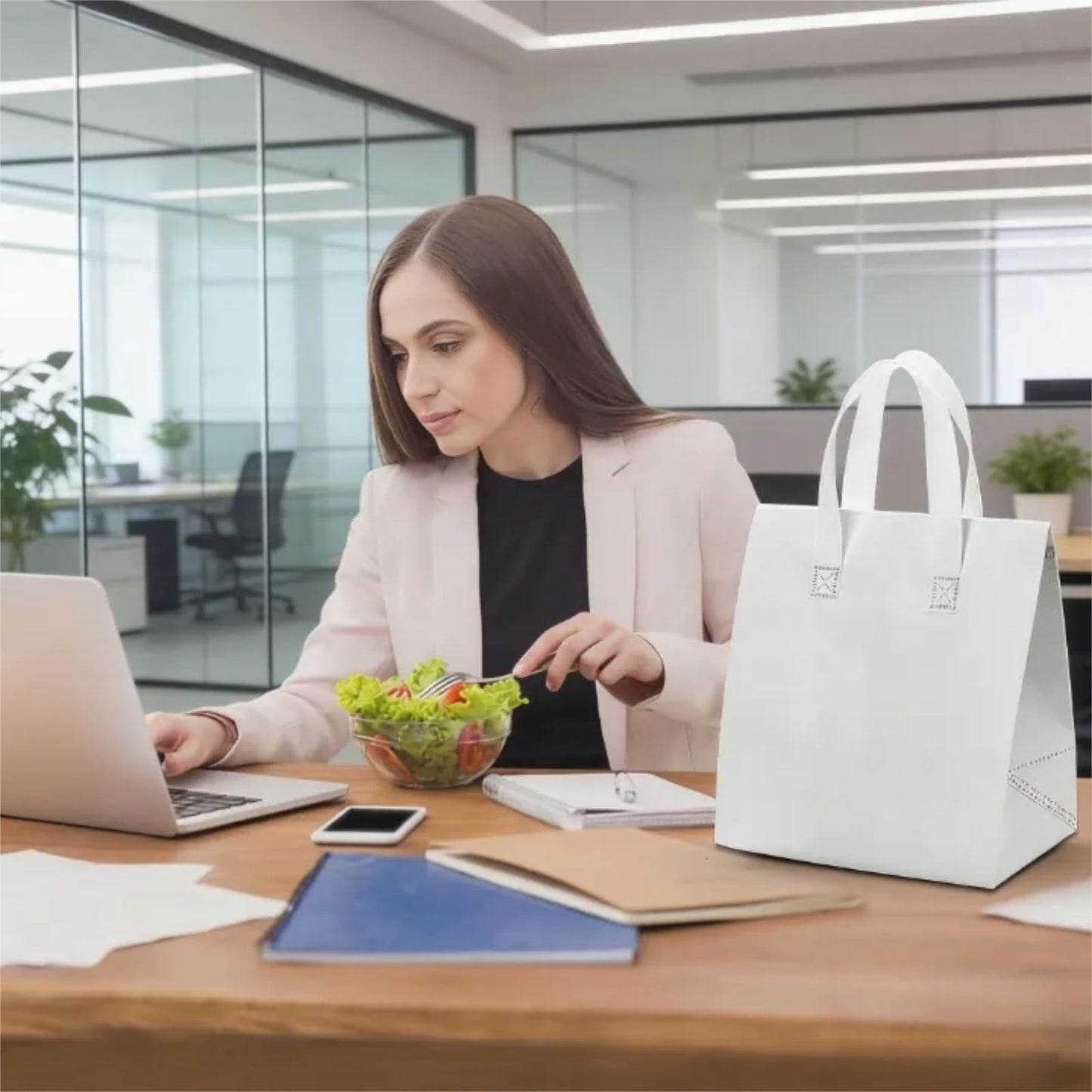 ZENFUN 25 Pack Insulated Take Away Bags Bulk, Small Insulated Cooler Bag Grocery Bag, White Thermal Bags for Hot&cold Frozen Food, Food Delivery, 9.5 x 6 x 10 Inches