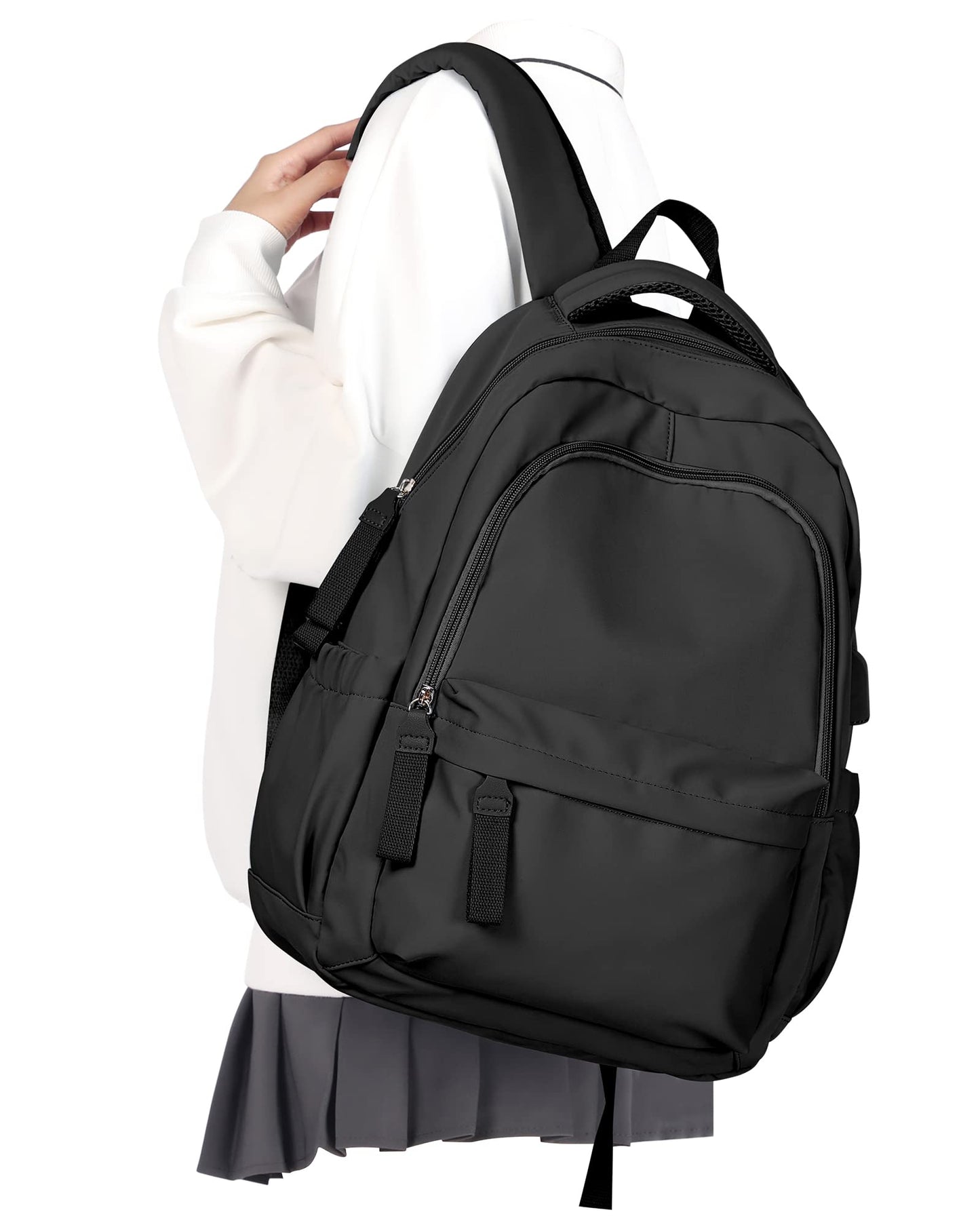 Backpack for School Black Women College High School Bag for Girls Teen Boys Book Bag Casual Travel Laptop Backpacks for Men