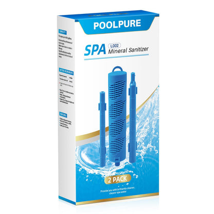 POOLPURE Hot Tub Mineral Stick, Silver Mineral Ion Cartridge, Spa Silver Ion Sanitizer (2 Pack)