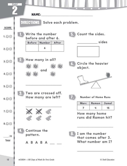 180 Days™: Math for First Grade: Practice, Assess, Diagnose
