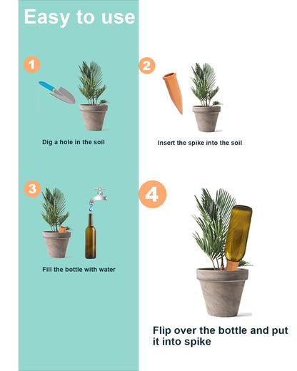 vensovo 10 Pcs Terracotta Watering Spikes - Automatic Self Watering Stakes, Plant Watering Devices for Wine Bottles Recycled Bottles, Clay Plant Garden Waterers for Vacations
