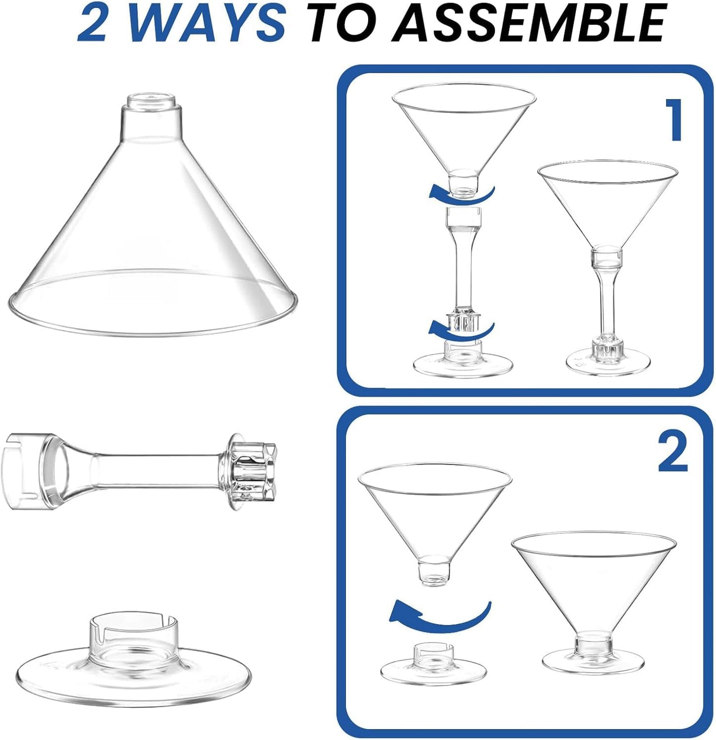 40 Pack Plastic Martini Glasses 5 Oz Disposable Cocktail Glasses, Tall Mini Martini Cups, Plastic Margarita Glasses Perfect for New Year Party Wine, Desserts, Appetizers and All Events