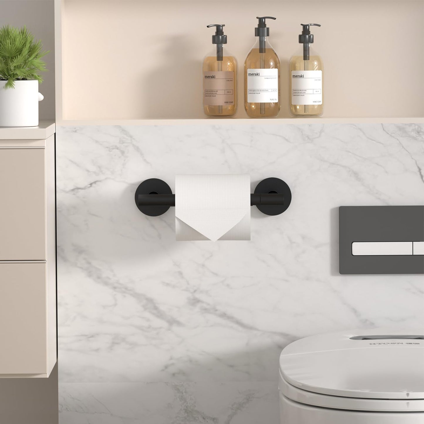 HITSLAM Toilet Paper Roll Holder Matte Black, 2 Pack Double Post Pivoting Toilet Paper Holder Wall Mount, SUS304 Stainless Steel Toilet Tissue Holder, Bathroom Accessories for Kitchen, Washroom